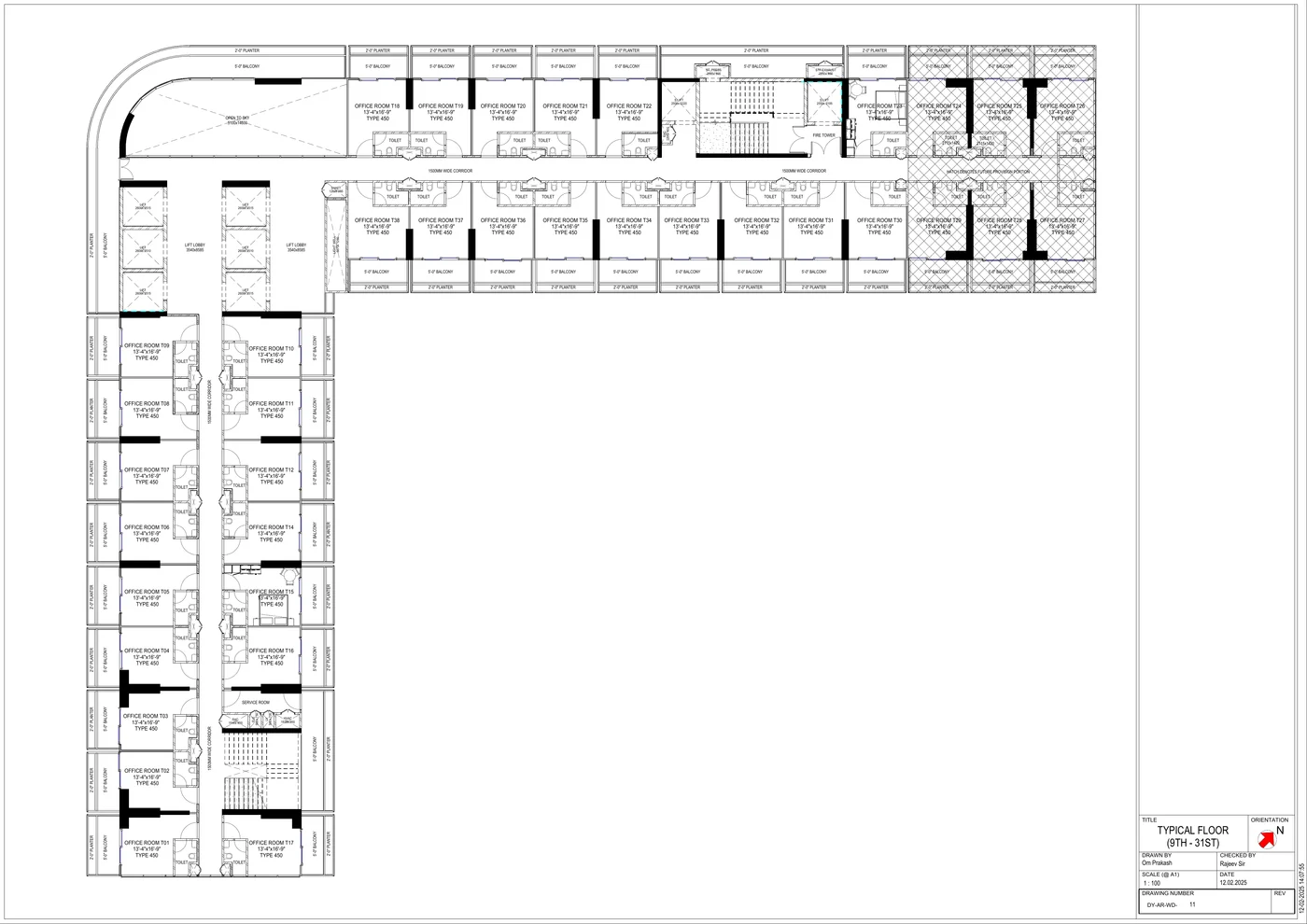 DASNAC Yuva Sector 124 Noida — typical floor plan of 450 sq.ft studio suites
